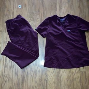 Womens Figs scrubs maroon